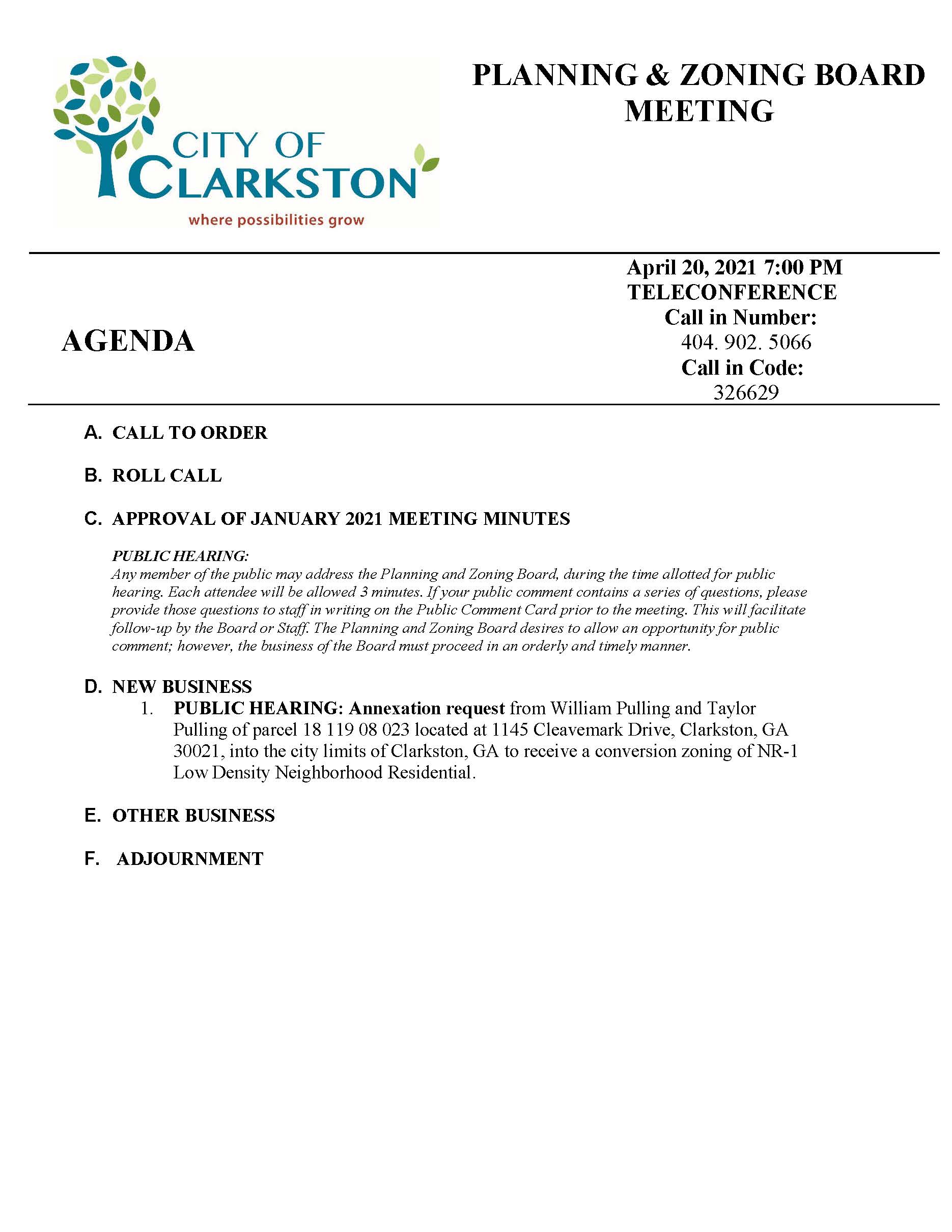 planning & zoning agenda 4-20-2021