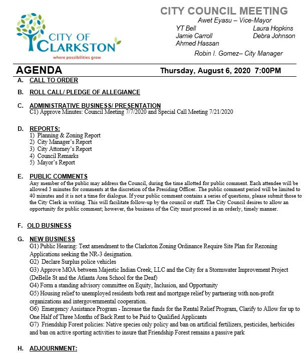 council meeting agenda 8-6-2020