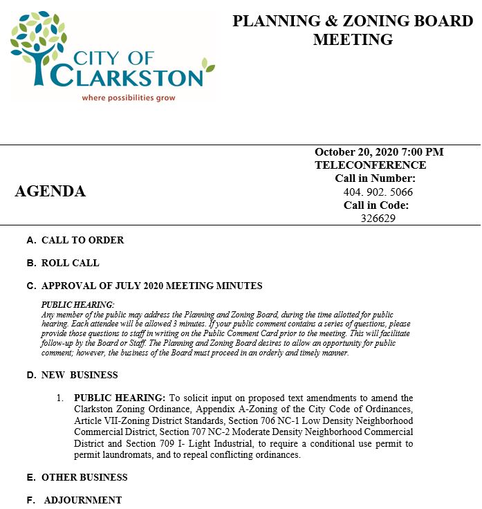 planning & zoning agenda 10-20-2020