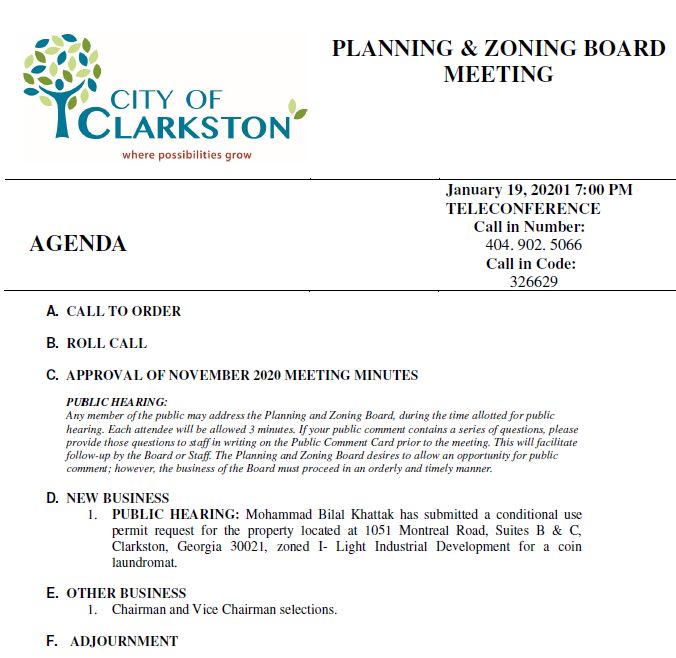 planning & zoning agenda 1-19-2021