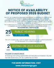 Notice of Availability of 2026 Proposed Budget