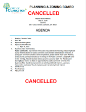 zoning meeting cancelled