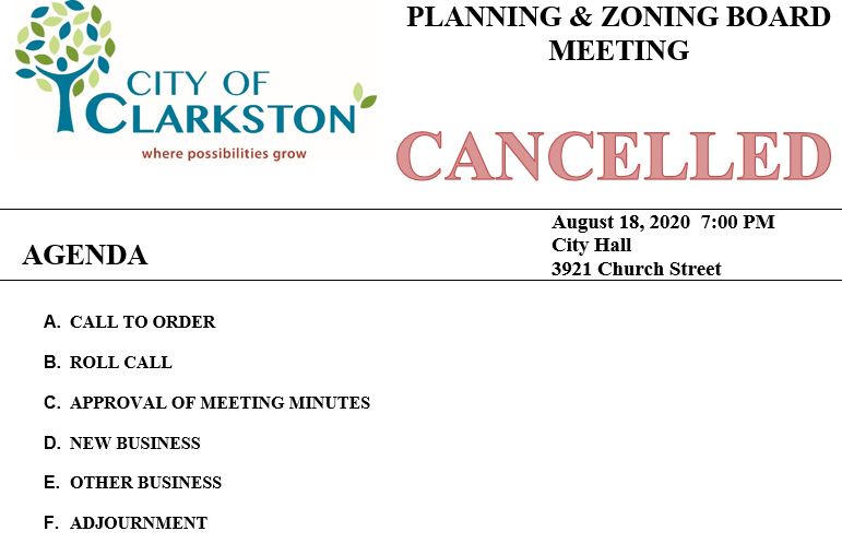 cancelled planning & zoning 