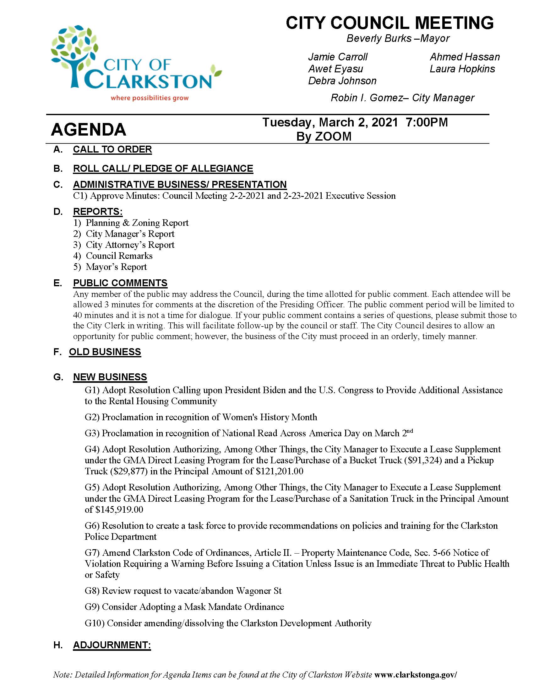 council agenda 3-2-2021