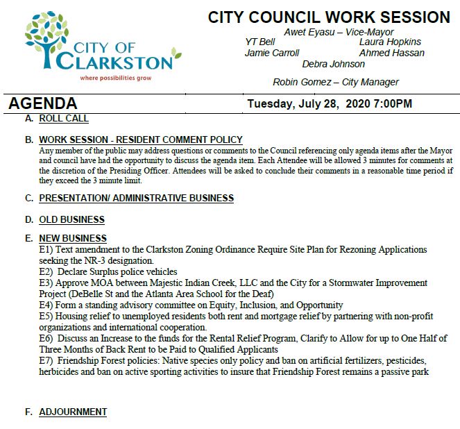 work session agenda 7-28-2020